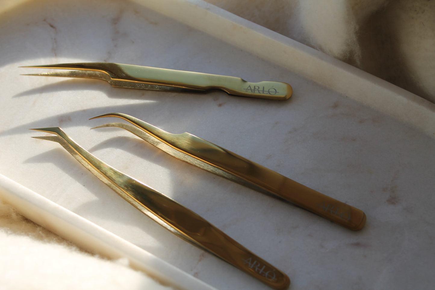 3pcs Eyelash Tweezer Kit-Gold