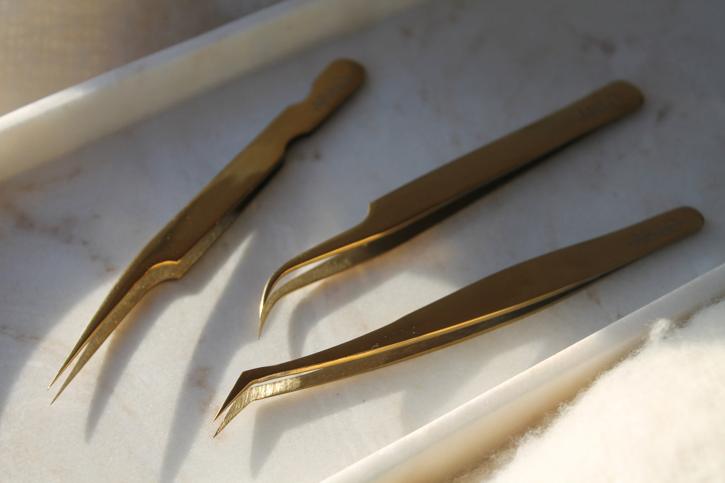 3pcs Eyelash Tweezer Kit-Gold