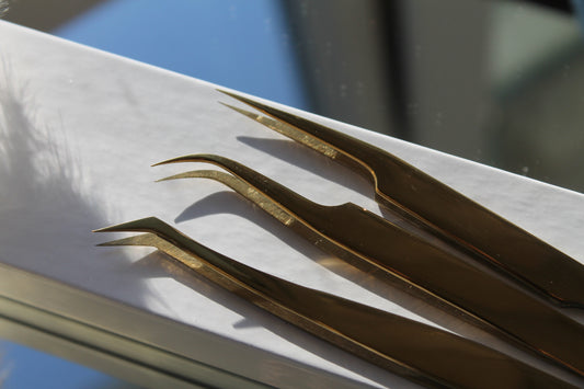 3pcs Eyelash Tweezer Kit-Gold